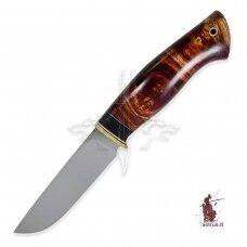 Unique knife "ОМах eXtra"[09] 95X18 stainless forged steel; maple burl stabilized +pigment(burgundy), brass