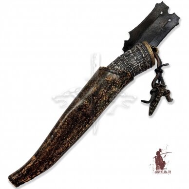 Knife "ANGIS-10", handmade forged damacus steel, elk horn, bronze 5