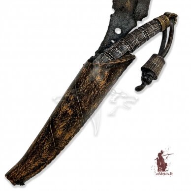 Knife ANGIS-12 handmade forged damascus steel, elk horn, bronze 4