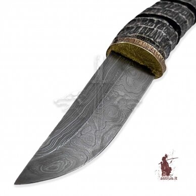 Knife "ANGIS-4"; damascus steel, elk horn, bronze 1