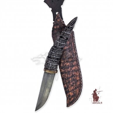 Knife "ANGIS-4"; damascus steel, elk horn, bronze 3