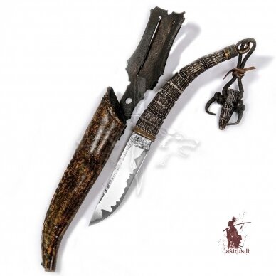 Knife "ANGIS-5" 9XC(64HRC) ir 95X18 laminated steel, elk horn, bronze