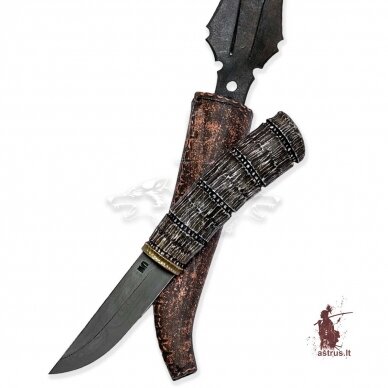 Knife "ANGIS-7"; damascus steel, elk horn, bronze 3