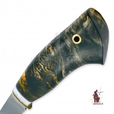 Knife "ОМах eXtra"[01] 95X18 stainless forged steel; maple burl stabilized +pigment (marble), brass 2