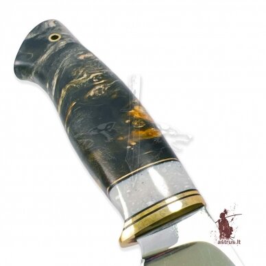 Knife "ОМах eXtra"[01] 95X18 stainless forged steel; maple burl stabilized +pigment (marble), brass 1