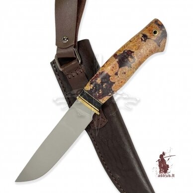 Unique knife "ОМах eXtra"[03] 95X18 stainless forged steel; maple burl stabilized +pigment (nature), brass 3