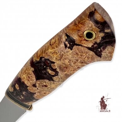 Unique knife "ОМах eXtra"[03] 95X18 stainless forged steel; maple burl stabilized +pigment (nature), brass 2