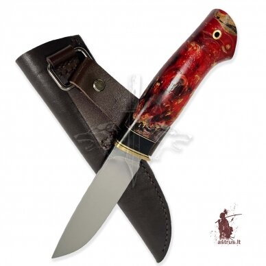 Unique knife "ОМах eXtra"[05] 95X18 stainless forged steel; maple burl stabilized +pigment (bloody red), brass 3