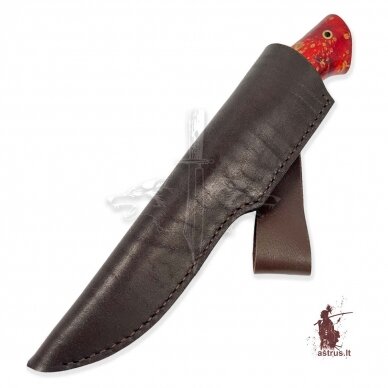 Unique knife "ОМах eXtra"[05] 95X18 stainless forged steel; maple burl stabilized +pigment (bloody red), brass 4