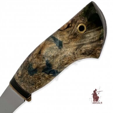 Unique knife "ОМах eXtra"[06] 95X18 stainless forged steel; maple burl stabilized +pigment (green), brass 1