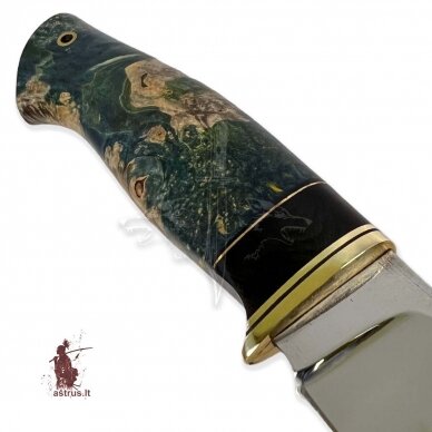 Unique knife "ОМах eXtra"[06] 95X18 stainless forged steel; maple burl stabilized +pigment (green), brass 4