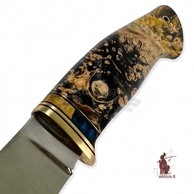 Unique knife "ОМах eXtra"[07] 95X18 stainless forged steel; maple burl stabilized +pigment(yellow), brass 1