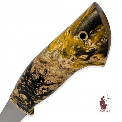 Unique knife "ОМах eXtra"[07] 95X18 stainless forged steel; maple burl stabilized +pigment(yellow), brass 2