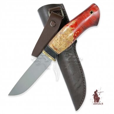 Unique knife "ОМах eXtra"[08] 95X18 stainless forged steel; maple burl stabilized +pigment(red), brass 3