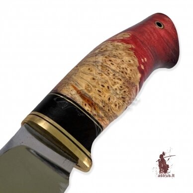 Unique knife "ОМах eXtra"[08] 95X18 stainless forged steel; maple burl stabilized +pigment(red), brass 1