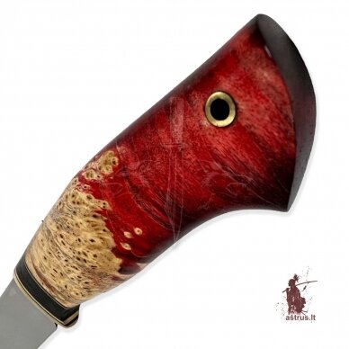 Unique knife "ОМах eXtra"[08] 95X18 stainless forged steel; maple burl stabilized +pigment(red), brass 2