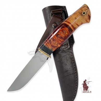 Unique knife "ОМах eXtra"[09] 95X18 stainless forged steel; maple burl stabilized +pigment(burgundy), brass 3