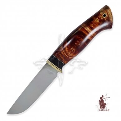 Unique knife "ОМах eXtra"[09] 95X18 stainless forged steel; maple burl stabilized +pigment(burgundy), brass