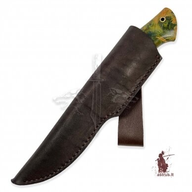 Unique knife "ОМах eXtra"[10] 95X18 stainless forged steel; maple burl stabilized +pigment(green), brass 4