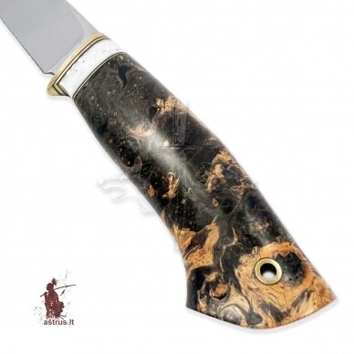 Unique knife "ОМах eXtra"[11] 95X18 stainless forged steel; maple burl stabilized +pigment, brass 2