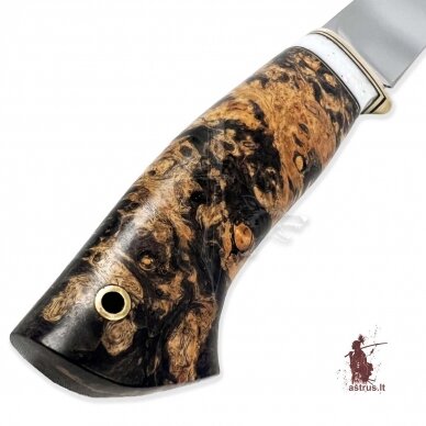 Unique knife "ОМах eXtra"[11] 95X18 stainless forged steel; maple burl stabilized +pigment, brass 1