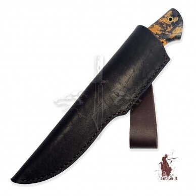 Unique knife "ОМах eXtra"[11] 95X18 stainless forged steel; maple burl stabilized +pigment, brass 5