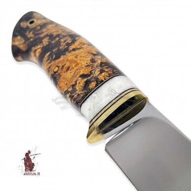 Unique knife "ОМах eXtra"[11] 95X18 stainless forged steel; maple burl stabilized +pigment, brass 3