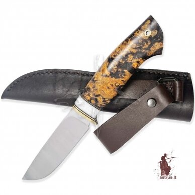 Unique knife "ОМах eXtra"[11] 95X18 stainless forged steel; maple burl stabilized +pigment, brass 4