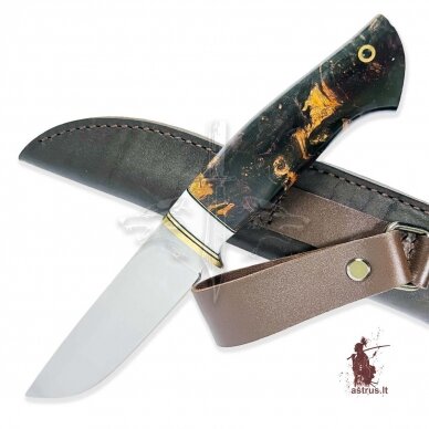 Unique knife "ОМах eXtra"[12] 95X18 stainless forged steel; maple burl stabilized +pigment(black), brass 3