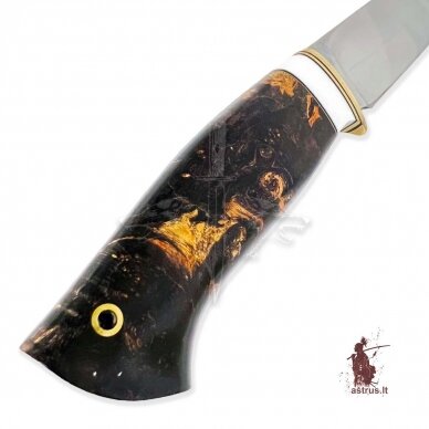 Unique knife "ОМах eXtra"[12] 95X18 stainless forged steel; maple burl stabilized +pigment(black), brass 2