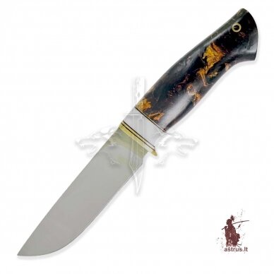 Unique knife "ОМах eXtra"[12] 95X18 stainless forged steel; maple burl stabilized +pigment(black), brass