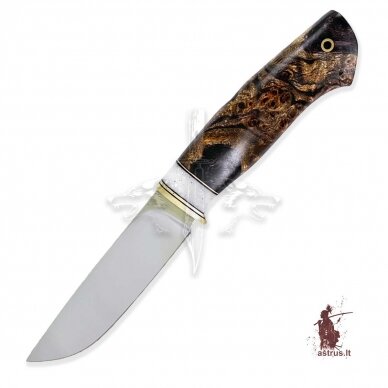 Handmade knife "ОМах eXtra"[14] 95X18 stainless forged steel; maple burl stabilized +pigment, brass