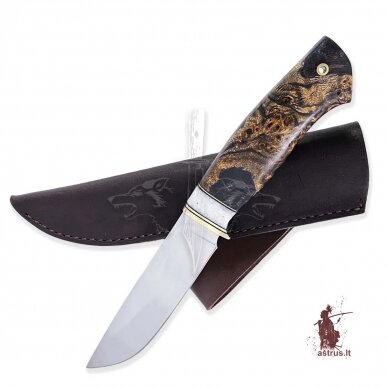 Handmade knife "ОМах eXtra"[14] 95X18 stainless forged steel; maple burl stabilized +pigment, brass 4