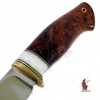 Handmade knife "ОМах eXtra"[15] 95X18 stainless forged steel; maple burl stabilized +pigment, brass 2