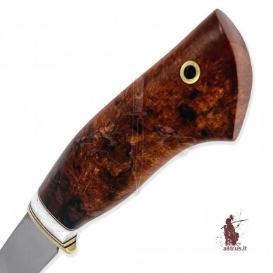 Handmade knife "ОМах eXtra"[15] 95X18 stainless forged steel; maple burl stabilized +pigment, brass 3