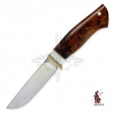 Handmade knife "ОМах eXtra"[15] 95X18 stainless forged steel; maple burl stabilized +pigment, brass