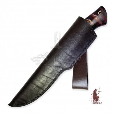 Handmade knife "ОМах eXtra"[17] 95X18 stainless forged steel; maple burl stabilized +pigment(cherry), brass 3