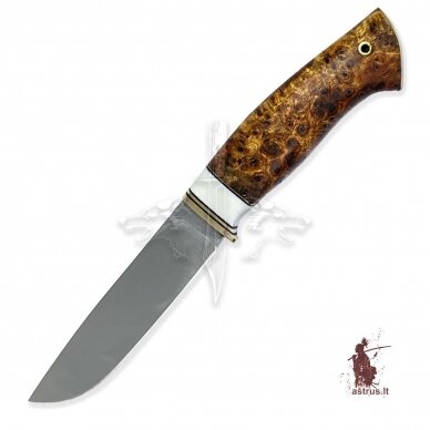 Handmade knife "ОМах eXtra"[18] 95X18 stainless forged steel; maple burl stabilized +pigment, brass