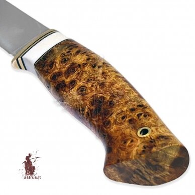 Handmade knife "ОМах eXtra"[18] 95X18 stainless forged steel; maple burl stabilized +pigment, brass 1