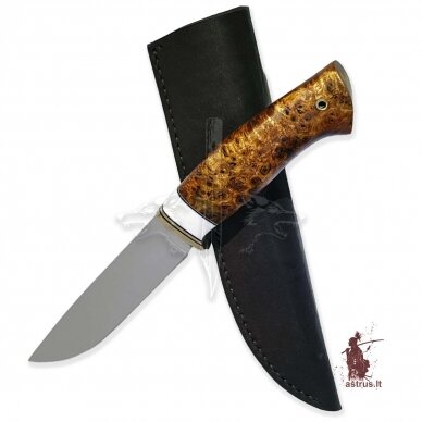 Handmade knife "ОМах eXtra"[18] 95X18 stainless forged steel; maple burl stabilized +pigment, brass 3