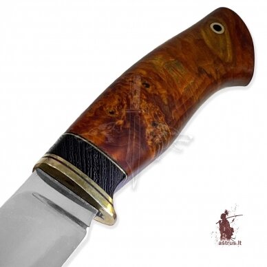 Handmade knife "ОМах eXtra"[19] 95X18 stainless forged steel; maple burl stabilized +pigment(peach), brass 2