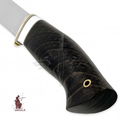 Handmade knife "ОМах eXtra"[20] 95X18 stainless forged steel; ash tree stabilized +pigment(black), brass 1