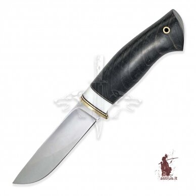 Handmade knife "ОМах eXtra"[20] 95X18 stainless forged steel; ash tree stabilized +pigment(black), brass