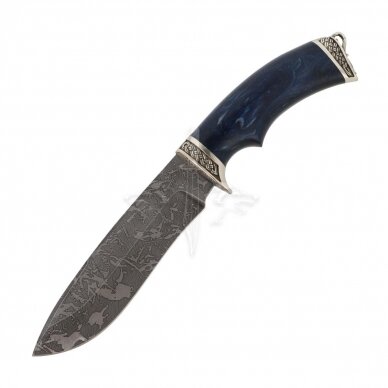 Knife SKIT BLUE (damascus steel, ash tuber stabilized, Melchior)