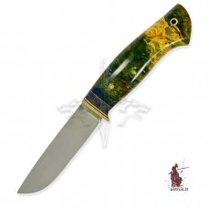 Unique knife "ОМах eXtra"[04] 95X18 stainless forged steel; maple burl stabilized +pigment (moss), brass