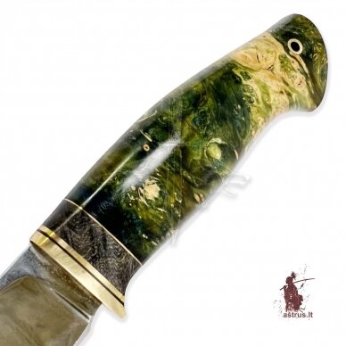 Unique knife "ОМах eXtra"[04] 95X18 stainless forged steel; maple burl stabilized +pigment (moss), brass 1