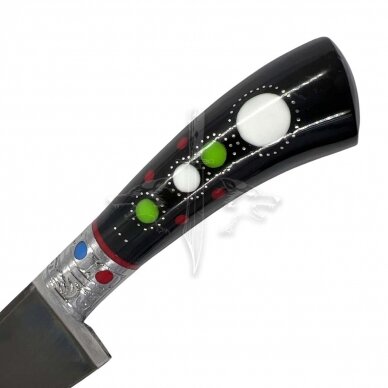 National kitchen knife of the eastern Uzbek nation PIÇOQ - ШХ15 industrial carbon steel; acrylic composite, neusilber 2