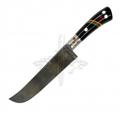 National kitchen knife of the eastern Uzbek nation PIÇOQ - ШХ15 industrial carbon steel; acrylic composite, neusilber